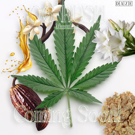 individual pics from freepik. myrrh, cocoa pod, amber, tuberose, vanilla, hemp flower, og kush,